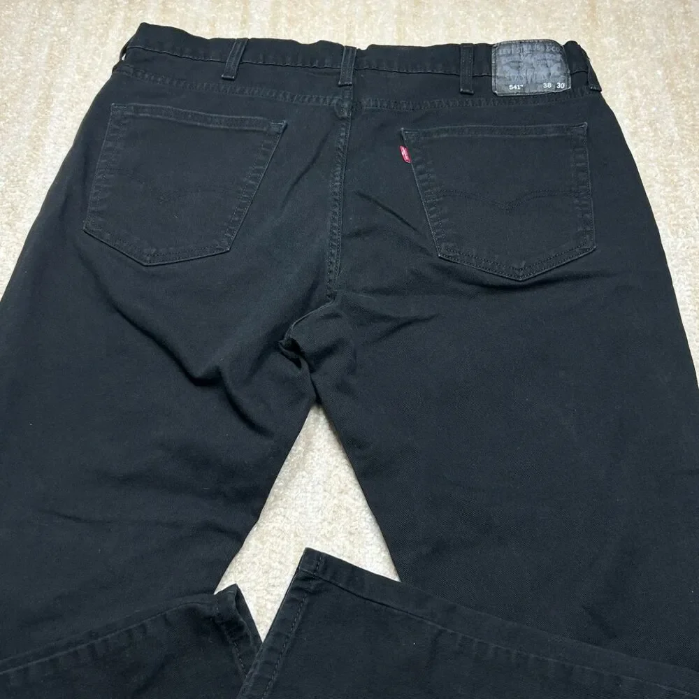 Levi's 541 Athletic Taper Jeans Mens 38x30 Black Stretch Denim Red Levi's tab